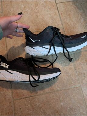 Hoka Black and White Running Shoes